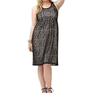 Lane Bryant Dress Plus Size 14 1X Lace Leopard Empire Midi